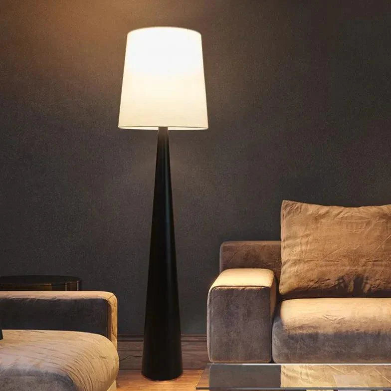 Black Cone-Shaped White Cylindrical Floor Lamp-Homelova