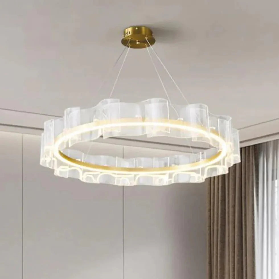 Wavy Ring Gold LED Pendant Light-Homelova