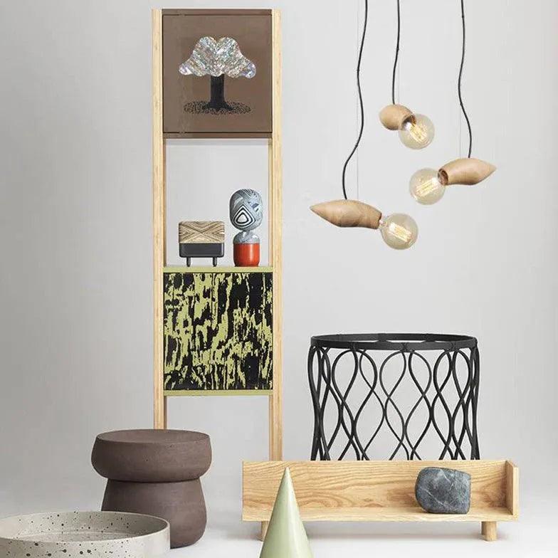 Exposed Light Bulb Industrial Wooden Pendant Light-Homelova