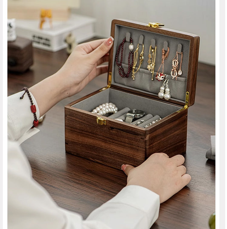 Exquisite Black Walnut Jewelry Storage Box, Holiday Gift For Girls, Birthday Gift-Homelova