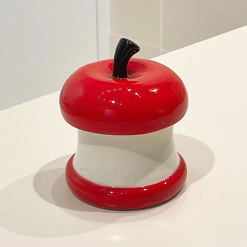 Exquisite ceramic apple desktop organizer ashtray, toothpick box-Homelova