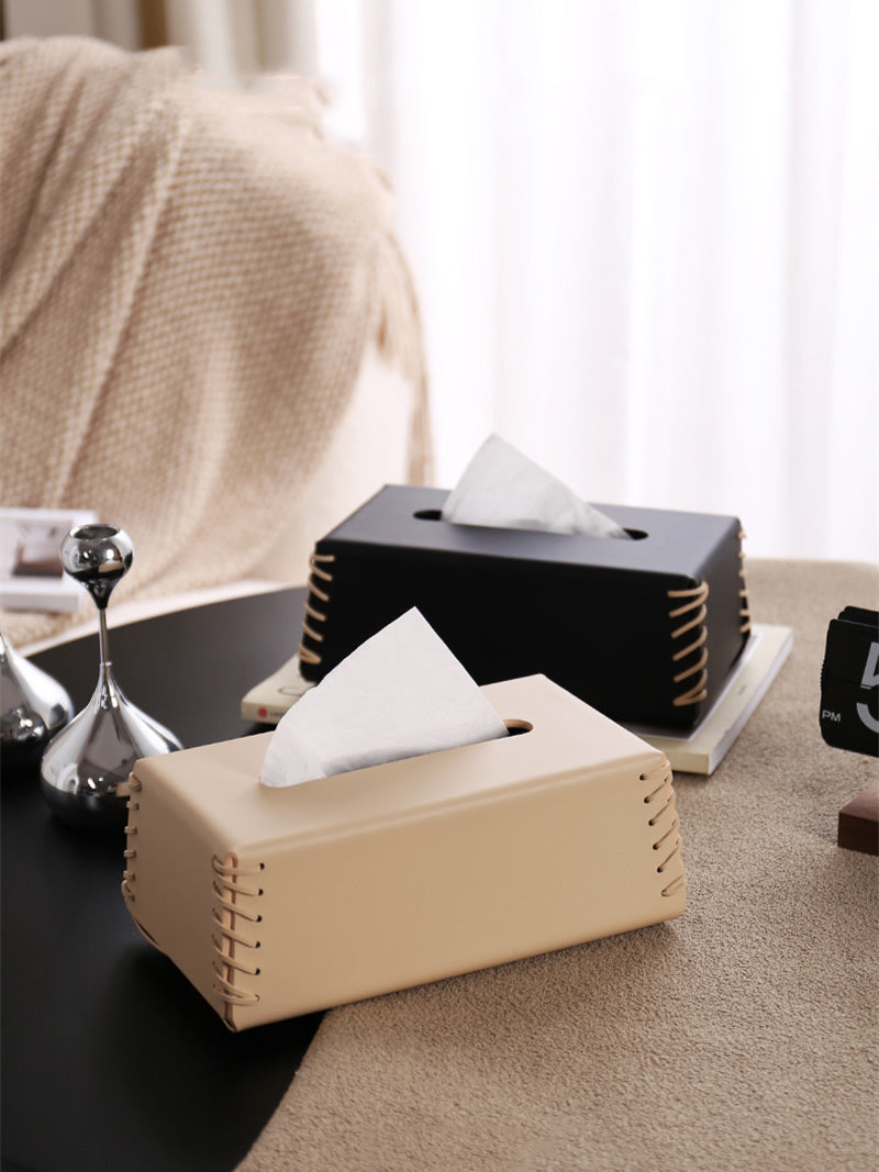 Exquisite Leather Facial Tissue Box, Artistic Office Desktop Decoration-Homelova