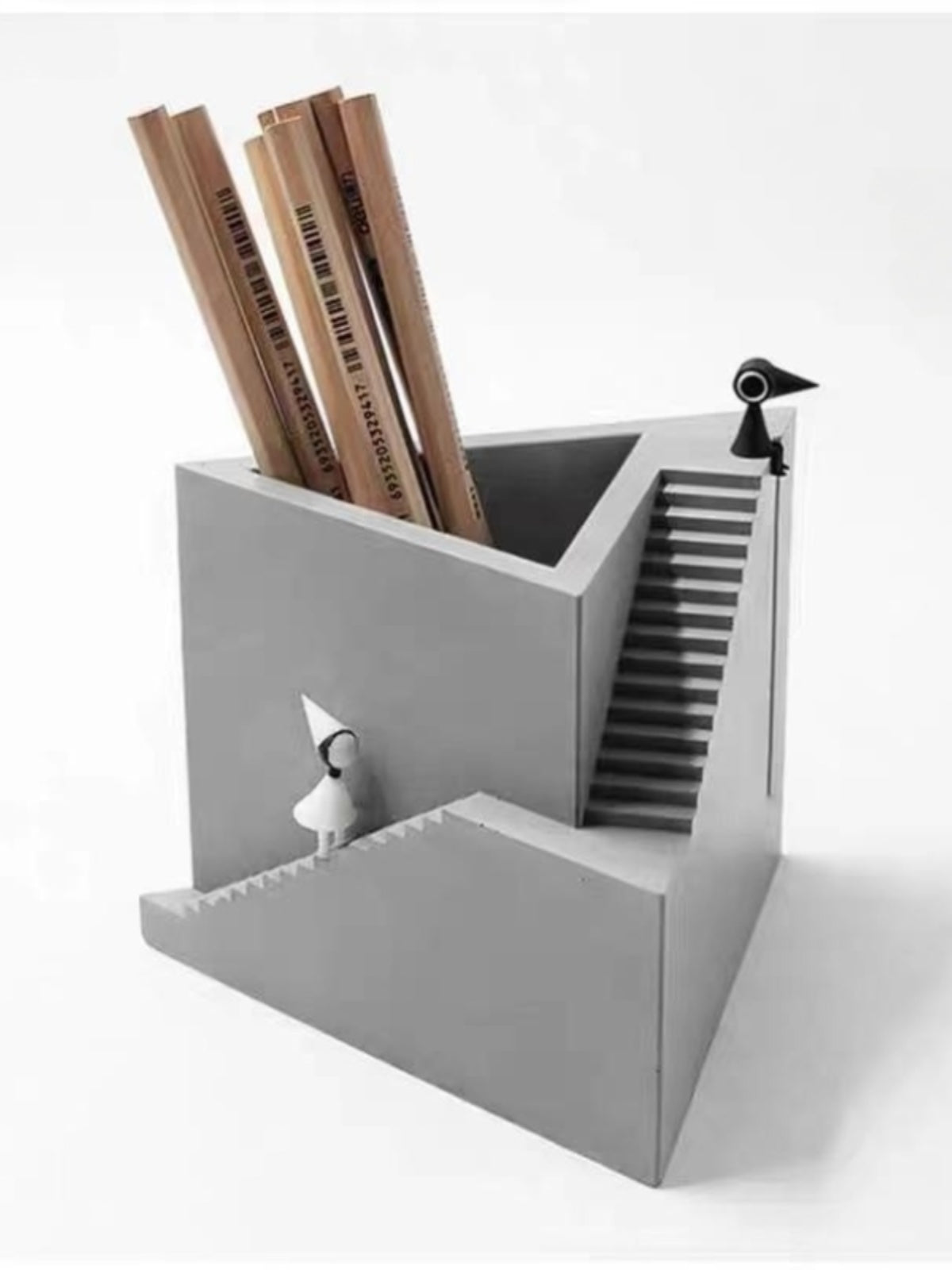 Exquisite Mini Cement Construction Pen Holder, Industrial Style Art Design-Homelova