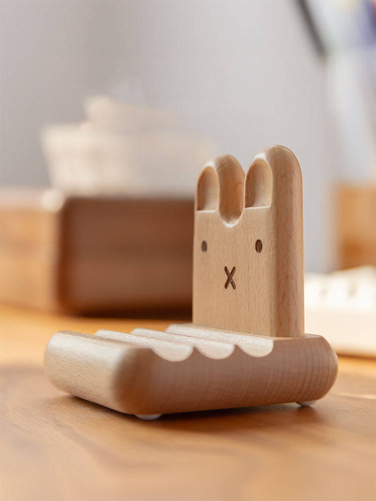 Exquisite Mini Rabbit Beech Wood Mobile Phone Holder-Homelova