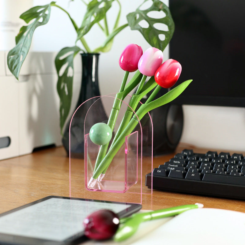 Exquisite Tulip Flower Ballpoint Pen, Office Desktop Decoration Gift-Homelova