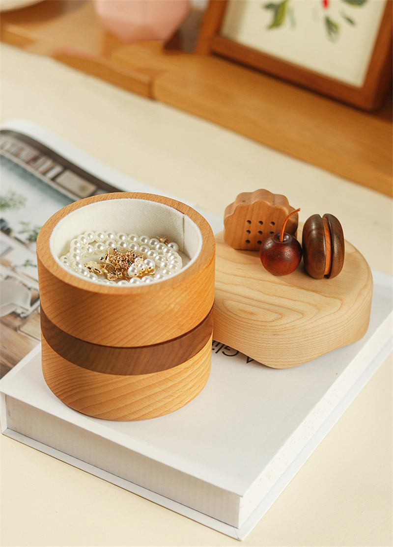 Exquisite Two-Tier Cake Jewelry Box - Elegant Wooden Miniature Chest-Homelova