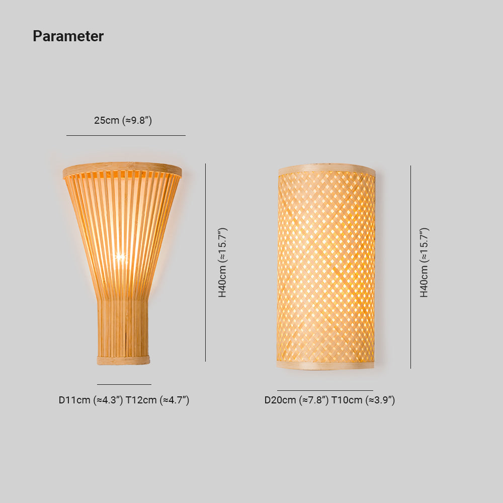 Ozawa Natural Ratán/Acrílico LED Aplique de Pared, Madera