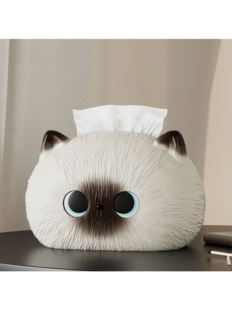 Fun Big-Eyed Cat Tissue Box Cover - Cute Home & Office Desk Decor Idea-Homelova