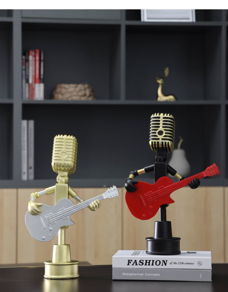 Fun Microphone Figurine Guitarist Sculpture - Unique Musical Decor-Homelova