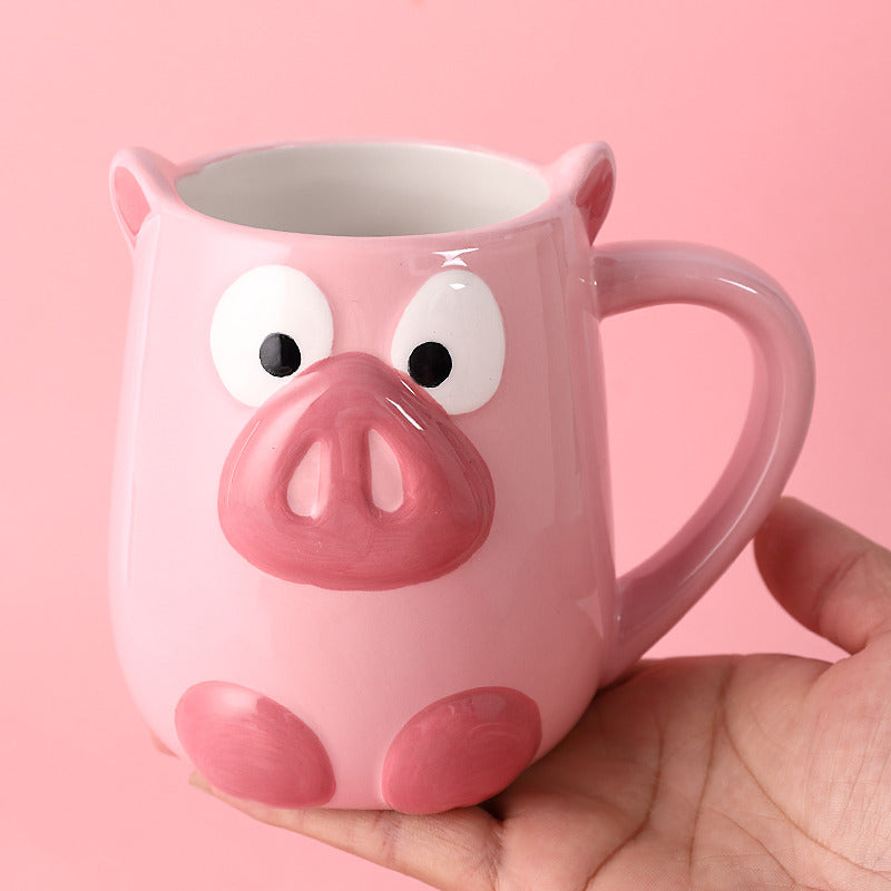 Fun Pink Pig Ceramic Mug - Creative Gift,Whimsical Drinkware-Homelova