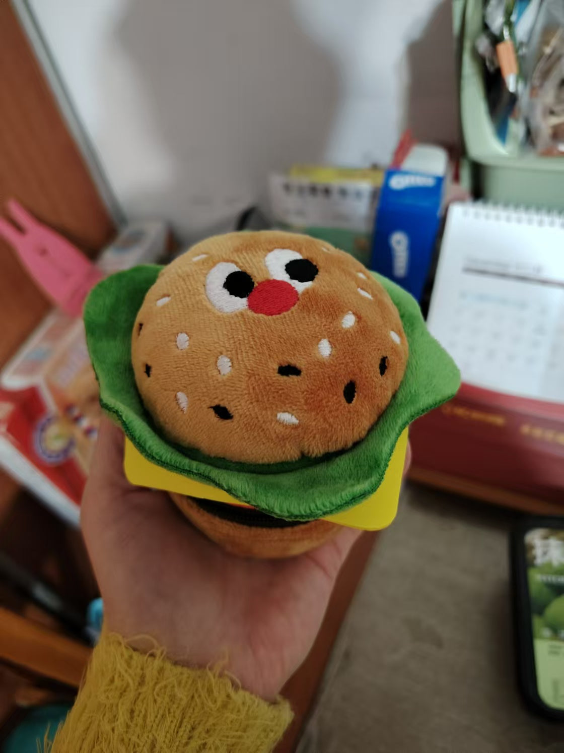 Fun Plush Hamburger Storage Box, Jewelry Box, Creative Gift-Homelova