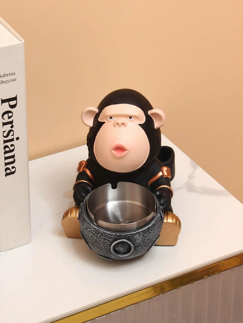 Funny Aviation Cartoon Gorilla Ashtray, Creative Decorative Gift-Homelova