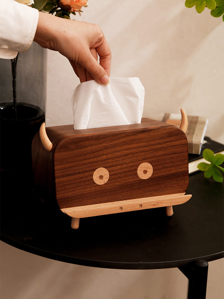 Funny Bull Wooden Tissue Box, Unique Home And Office Decoration-Homelova