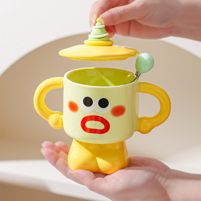 Funny Cartoon Expression Ceramic Mug, Coffee Cup, Fun Gift-Homelova
