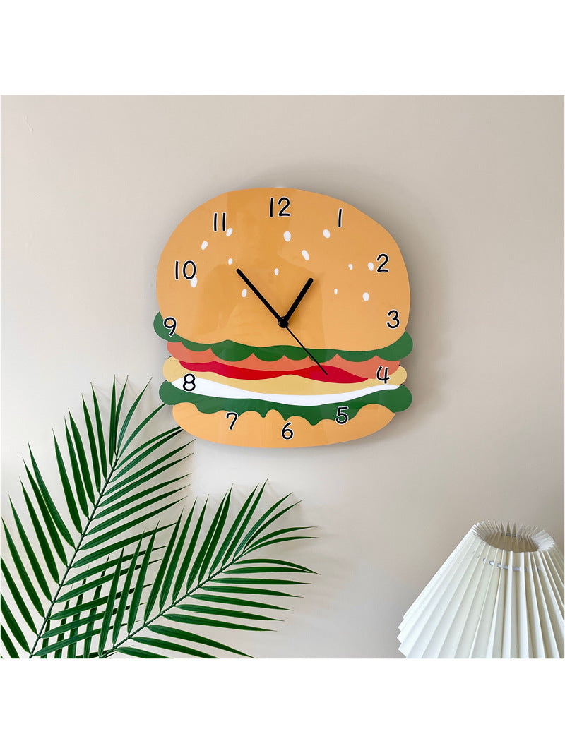 Funny Cartoon Hamburger Wall Clock, Alternative Home Decoration-Homelova