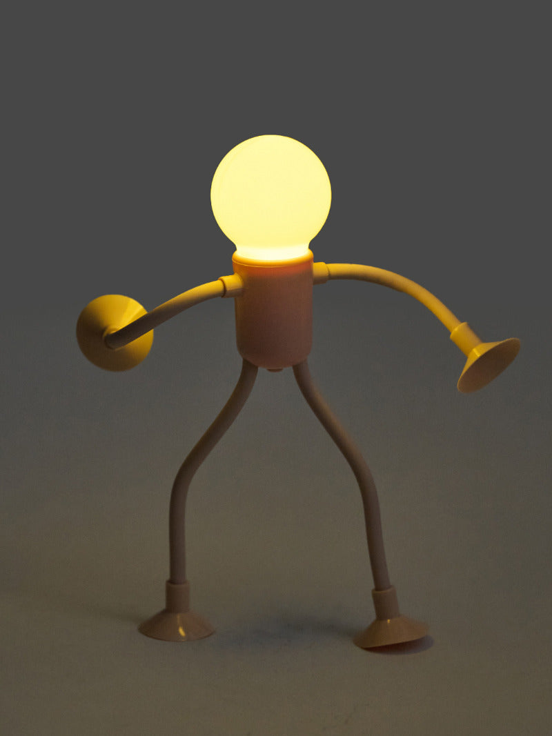 Funny Cartoon Humanoid Night Light With Suction Cup, Small Light Bulb-Homelova