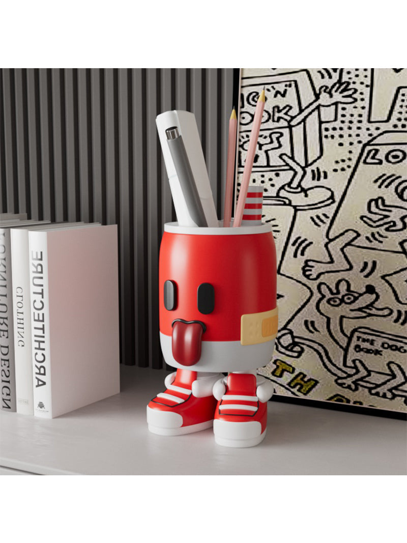 Funny Red Cartoon Tongue-Out Elf Pen Holder, Desktop Organization Storage-Homelova