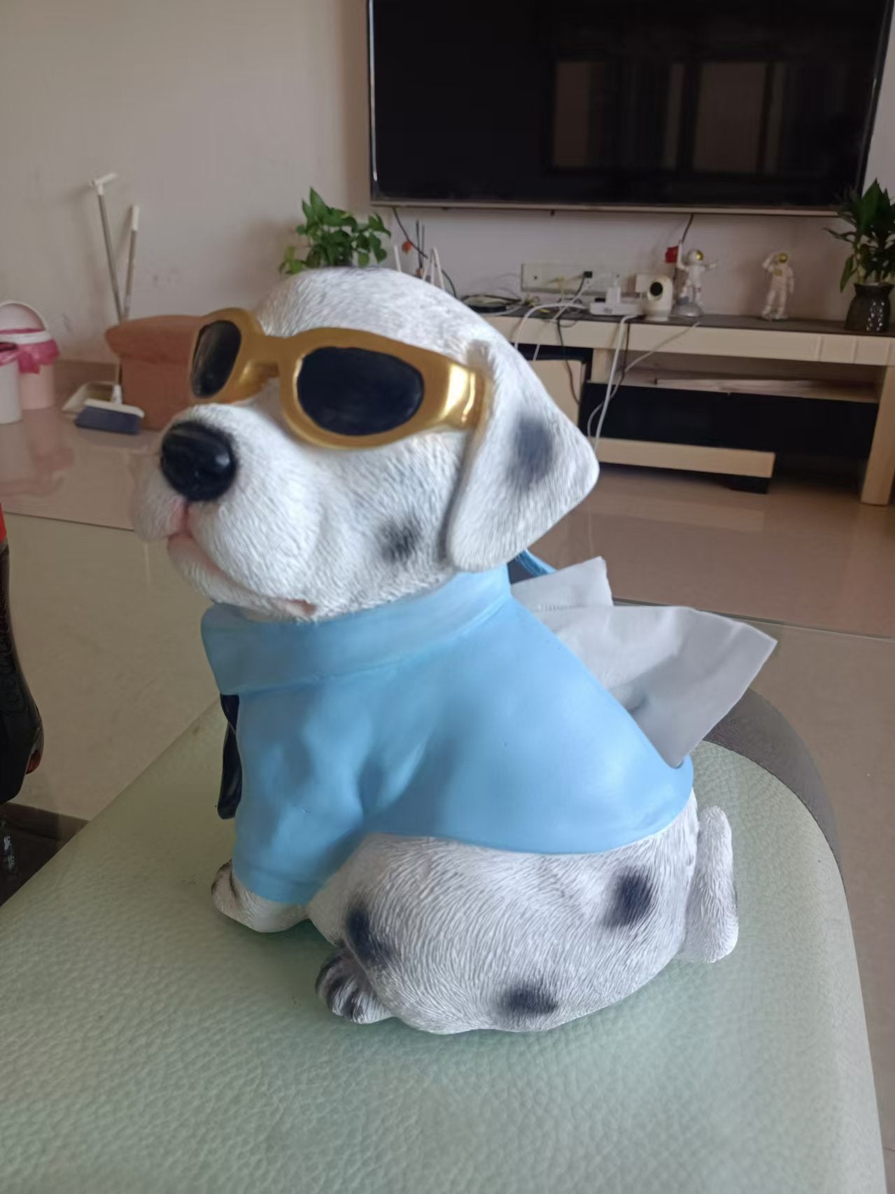 Funny Sunglasses Dog Tissue Holder, Creative Desktop Decoration-Homelova