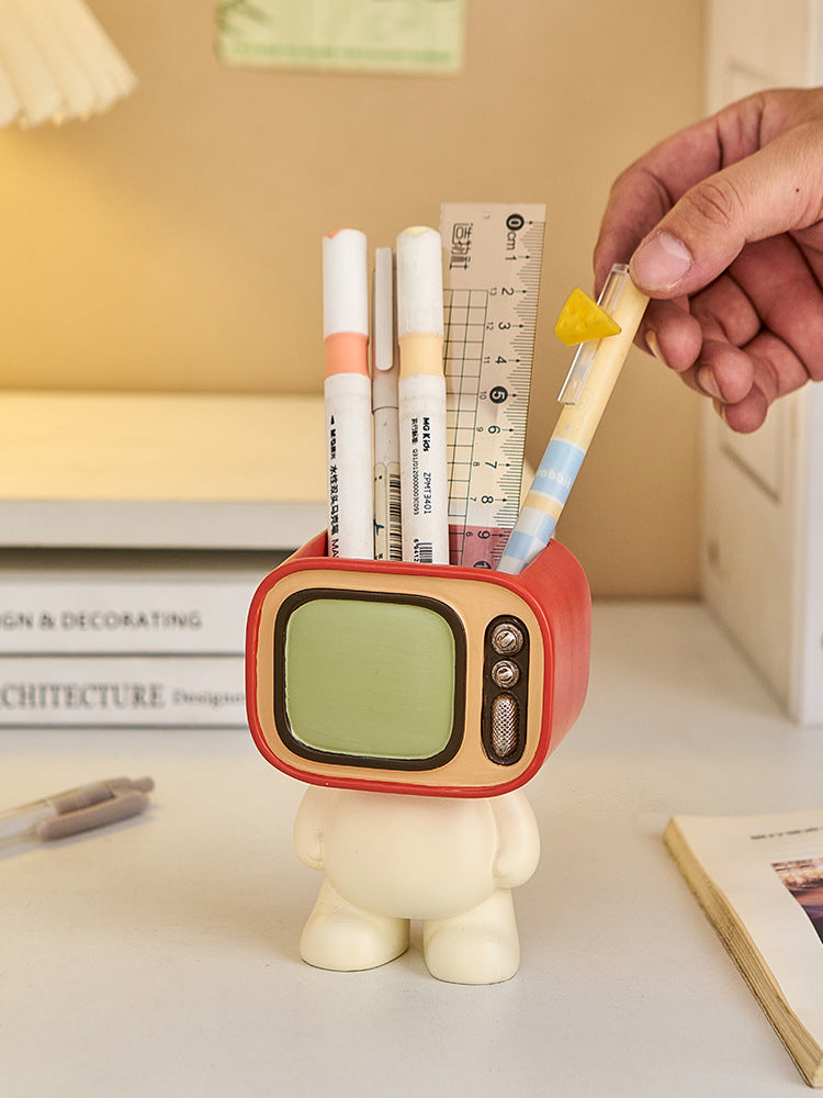 Funny TV pen holder, office desktop decoration gift-Homelova