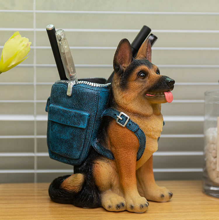 German Shepherd Pen Holder, Great Ideas For Office Desk Decoration, Creative Gifts-Homelova