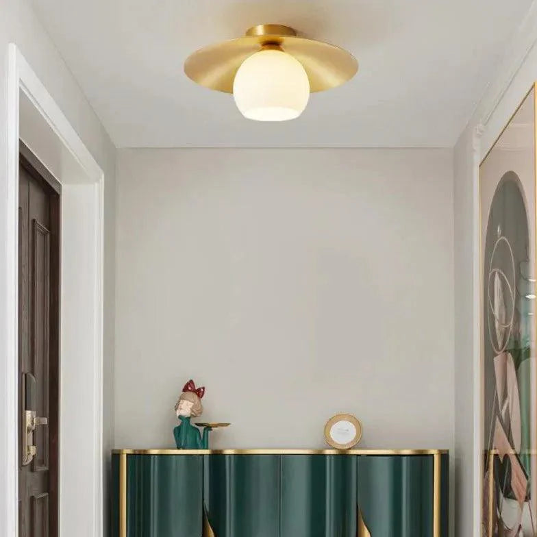 Gold Metal Glass Vintage Corridor Ceiling Light-Homelova