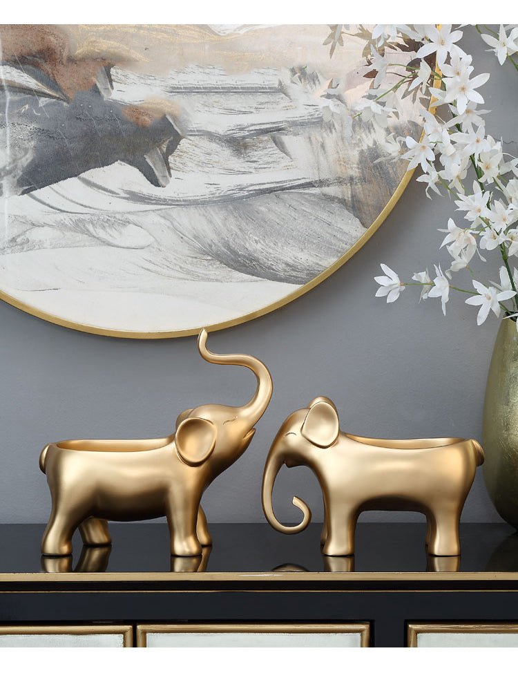 Golden Elephant Desktop Storage Box, Luxury Home Decoration Ornaments-Homelova