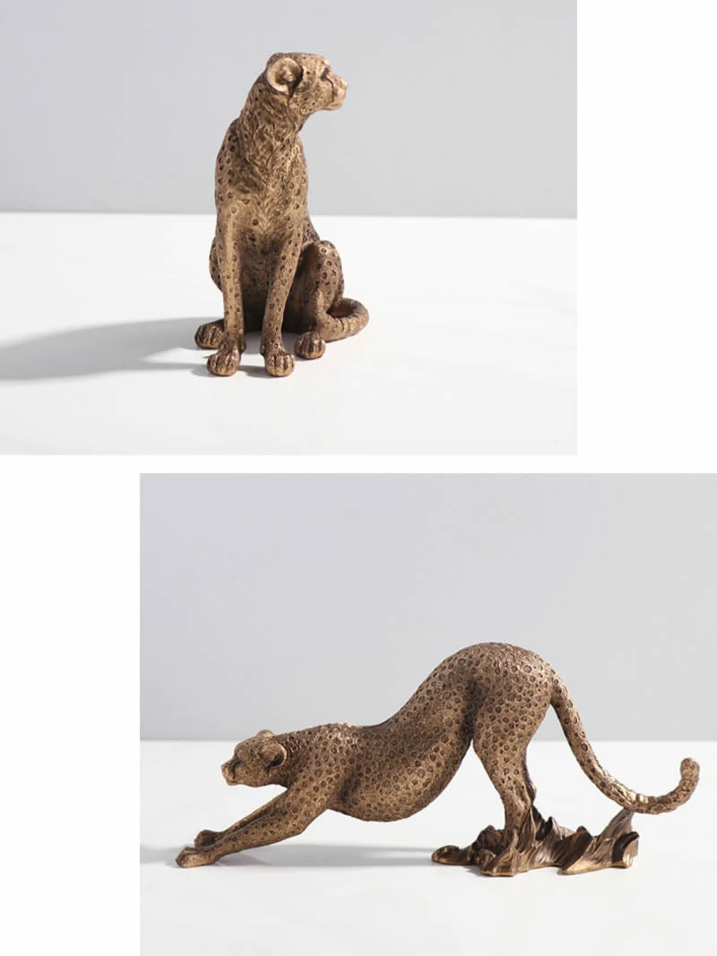 Golden Leopard Sculpture Ornaments, Living Room Office Desk Decoration, Exquisite Gifts-Homelova