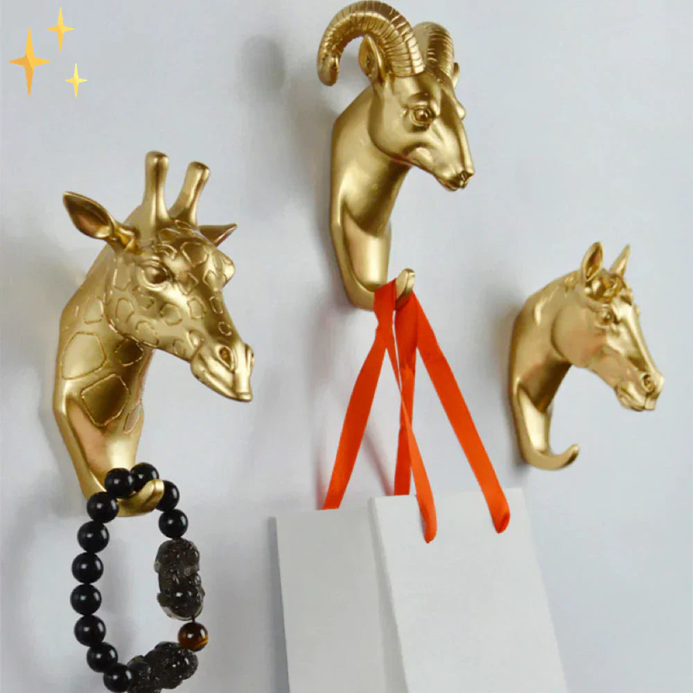 Luxurious Golden Animal Head Wall Hook for Keys-Homelova