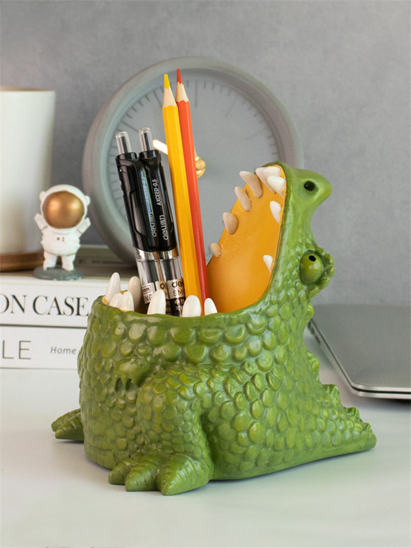 Green Big Mouth Monster Pen Holder, Office Desk Decoration-Homelova