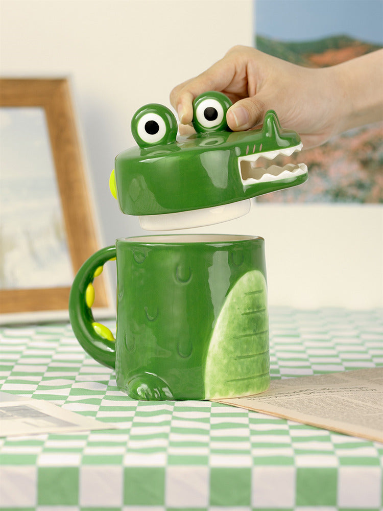 Green Crocodile Mug: Fun and Whimsical Coffee Cup-Homelova