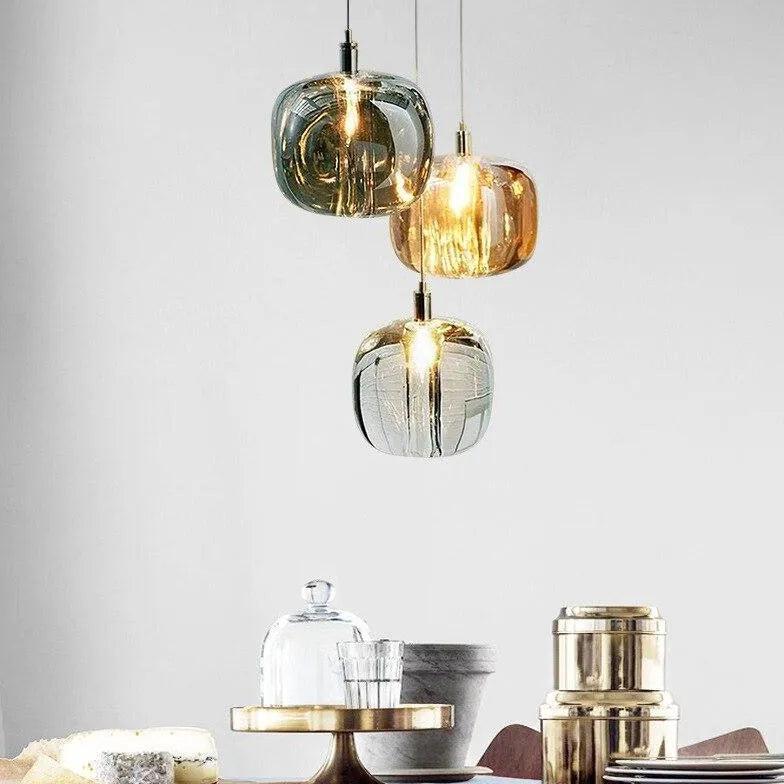 Colored Vintage Spherical Glass Pendant Light-Homelova