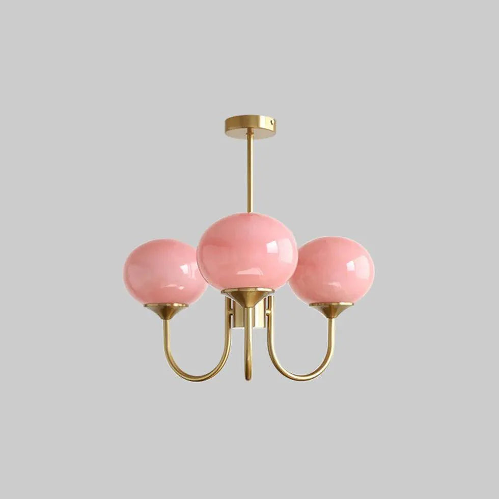 Pink Globe Glass Minimalist Chandelier-Homelova