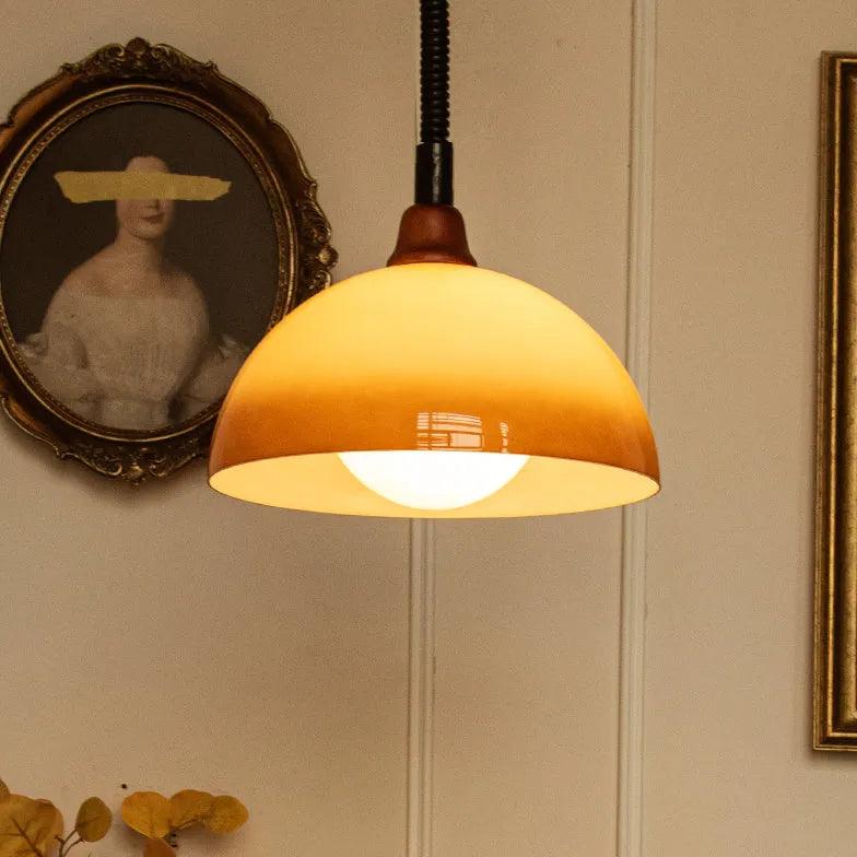 Brown Vintage Half-Sphere Living Room Pendant Light-Homelova
