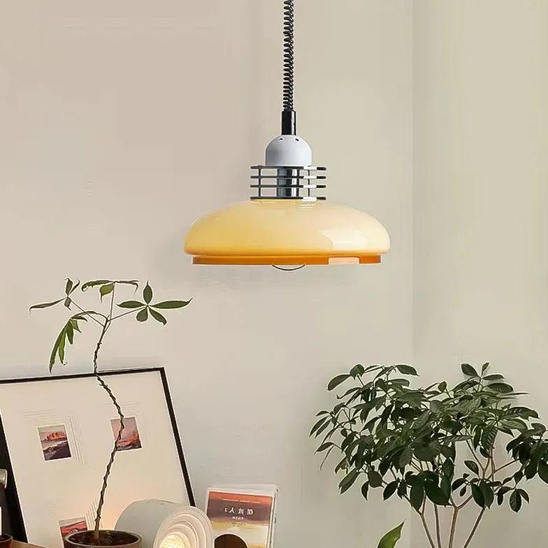 Amber Glass Adjustable Length Vintage Pendant Light-Homelova