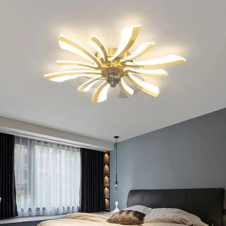 Luxury Flower-Shaped LED Modern Ceiling Fan Light-Homelova