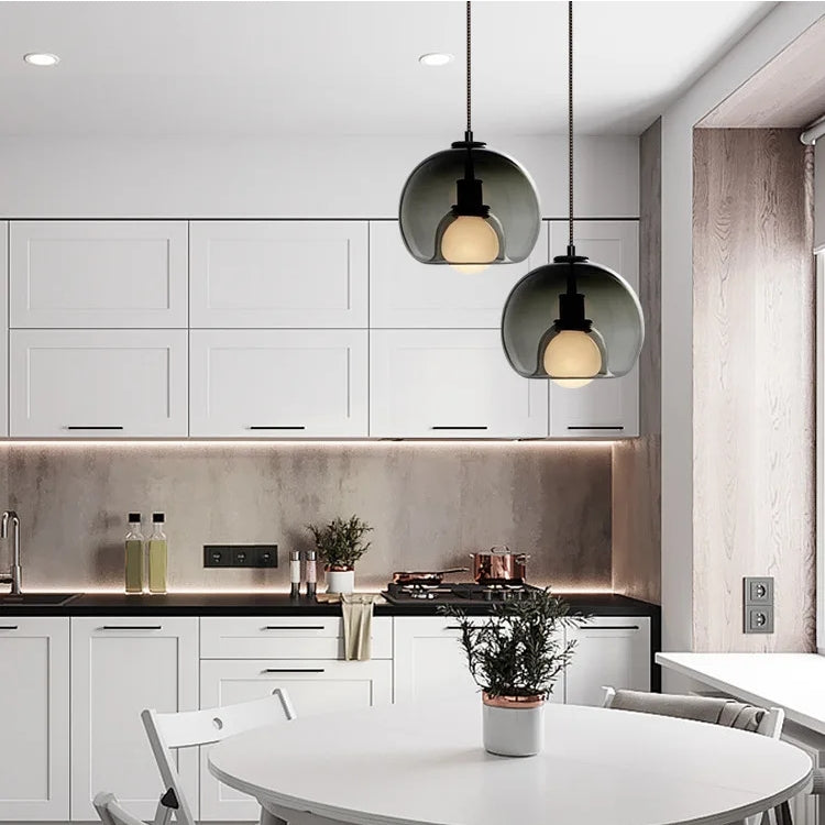 Hand-blown Colored Glass Spherical Pendant light-Homelova