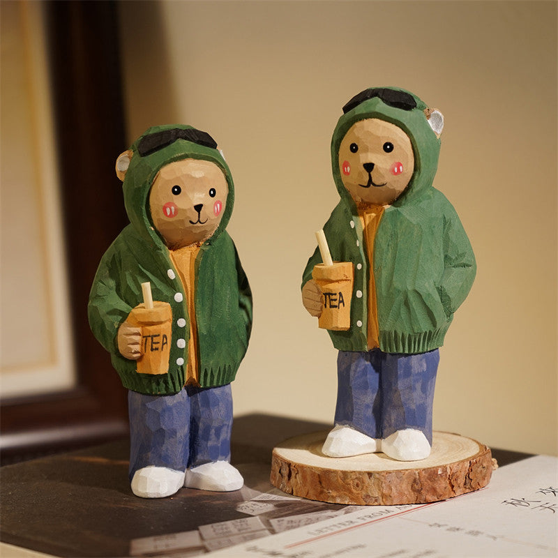 Hand-Carved Wooden Fashionable Youth Figurine: Stylish Home Decor-Homelova