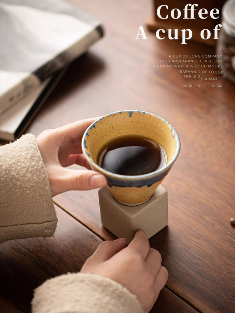Handcrafted Vintage Conical Coffee Cup with Kiln-Glazed Finish-Homelova