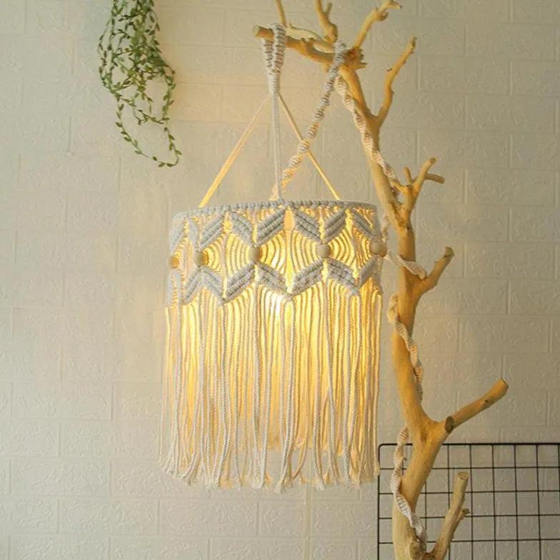 Handwoven Lampshade Bohemian Floor Lamp-Homelova