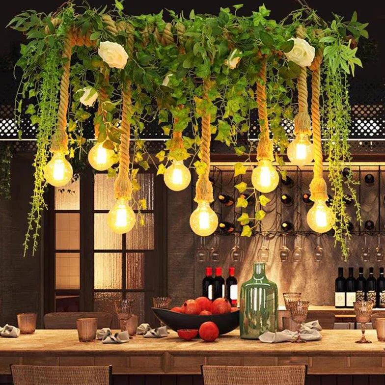 Hanging Plant & Exposed Bulb Decorative Pendant Light-Homelova