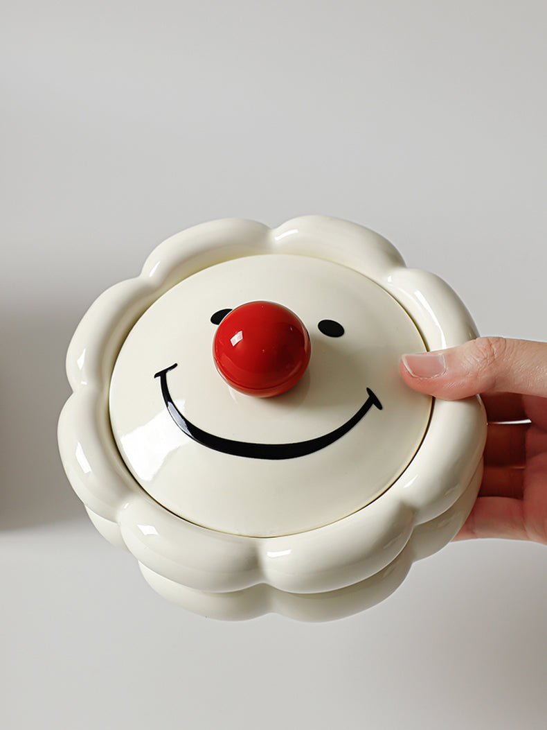 Happy Cartoon Smiley Emoticon Flower Shape Ashtray, Desktop Art Decoration-Homelova