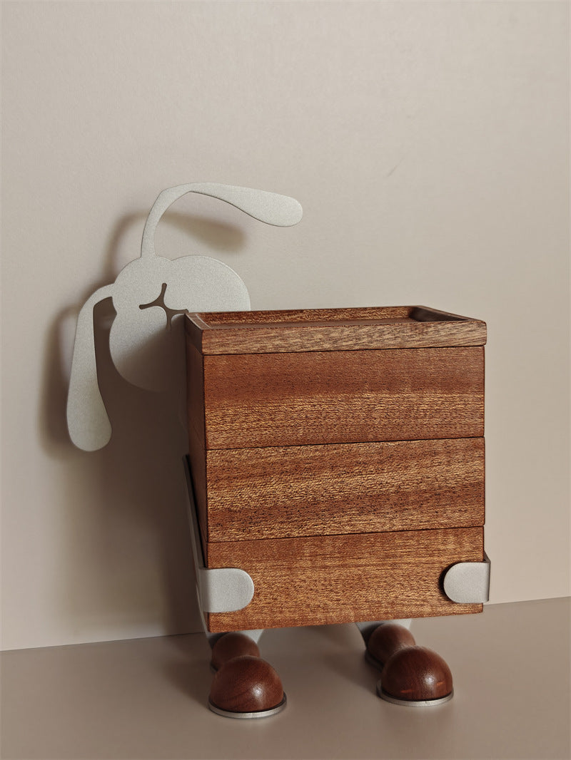 Hardworking Rabbit Wooden Jewelry Box,Small Storage Box,Holiday Gifts-Homelova