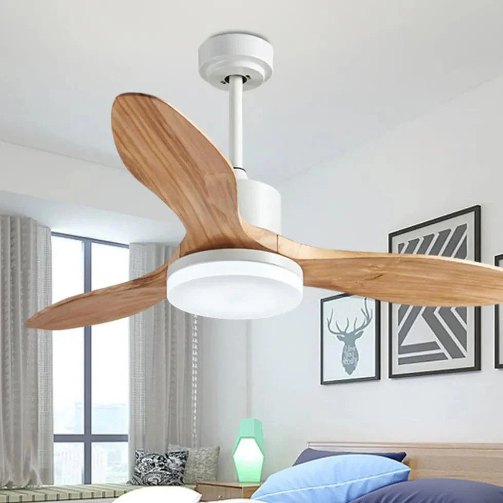 Faux Wood White Bedroom Fan Light-Homelova