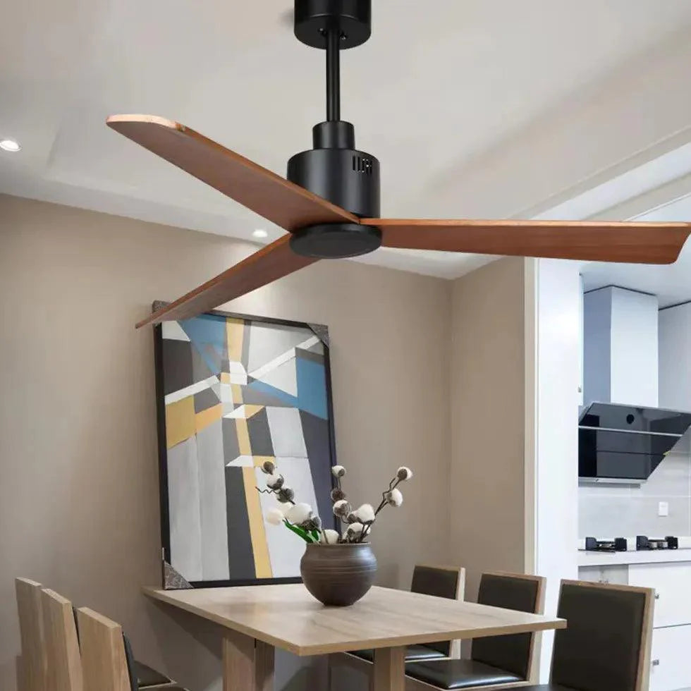 Three-Blade Walnut Color Simple Kitchen Fan Light-Homelova