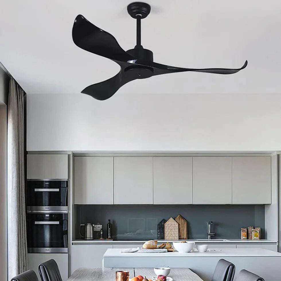 Sleek Black Modern Kitchen Ceiling Fan Light-Homelova