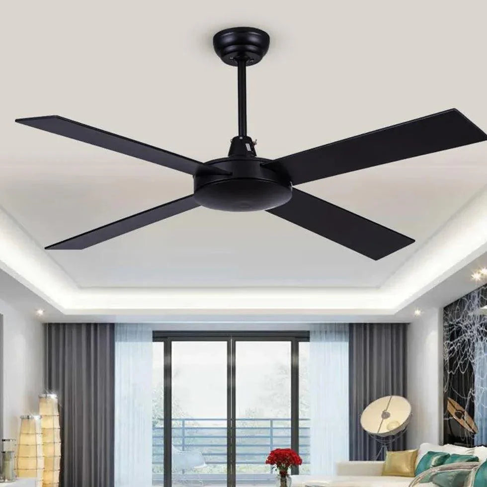 Black Metal Four-Leaf Ceiling Fan Light-Homelova
