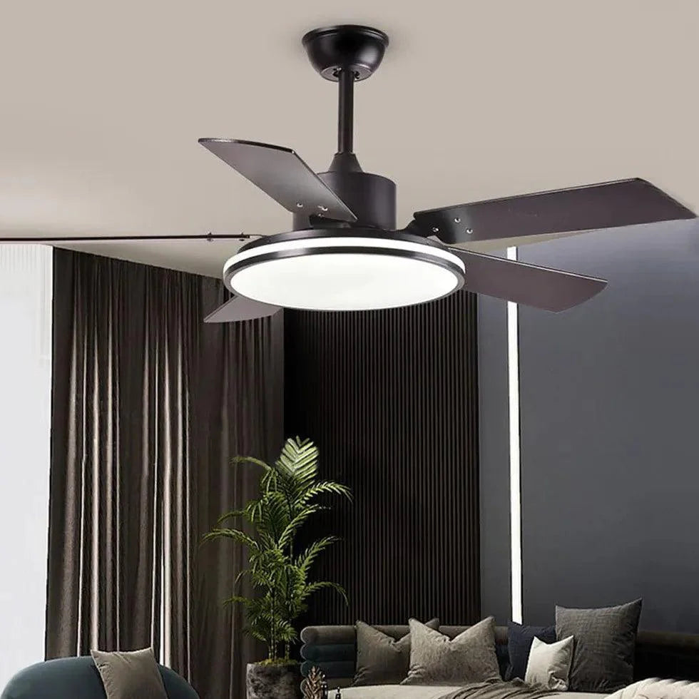 Metal Black Modern Living Room Ceiling Fan Light-Homelova