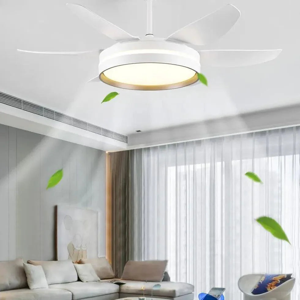 LED White Metal Modern Fan Light-Homelova
