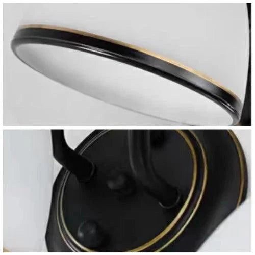 Dual-Arm Black and White Minimalist Round Wall Lamp-Homelova