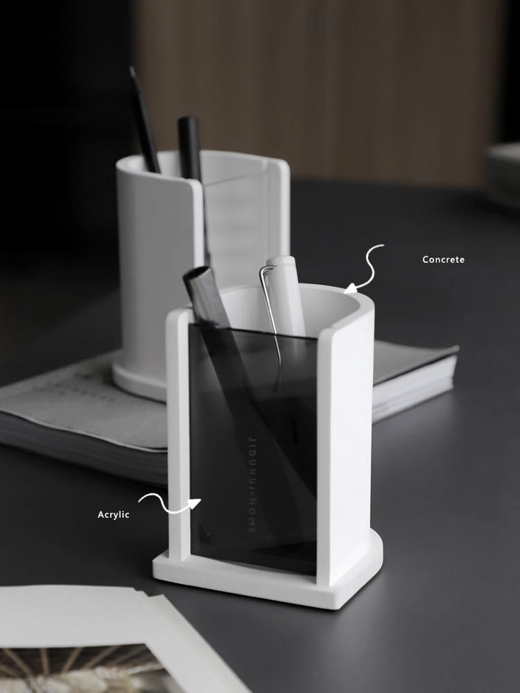 Industrial Art Concrete Pen Holder, Unique Office Gift-Homelova